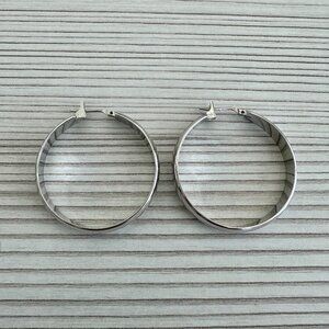 Monet Silver-Tone Medium Hoop Earrings